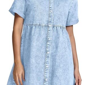 Women’s denim dress short sleeved tired babydoll tunic dress size small (4-6)